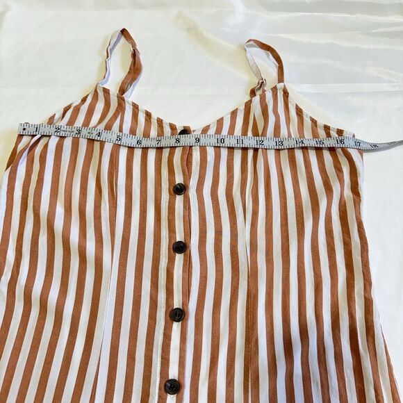 H&M Striped Spaghetti Adjustable Strap Button Front Mini Dress Sz 10 Summer Boho - Picture 6 of 9